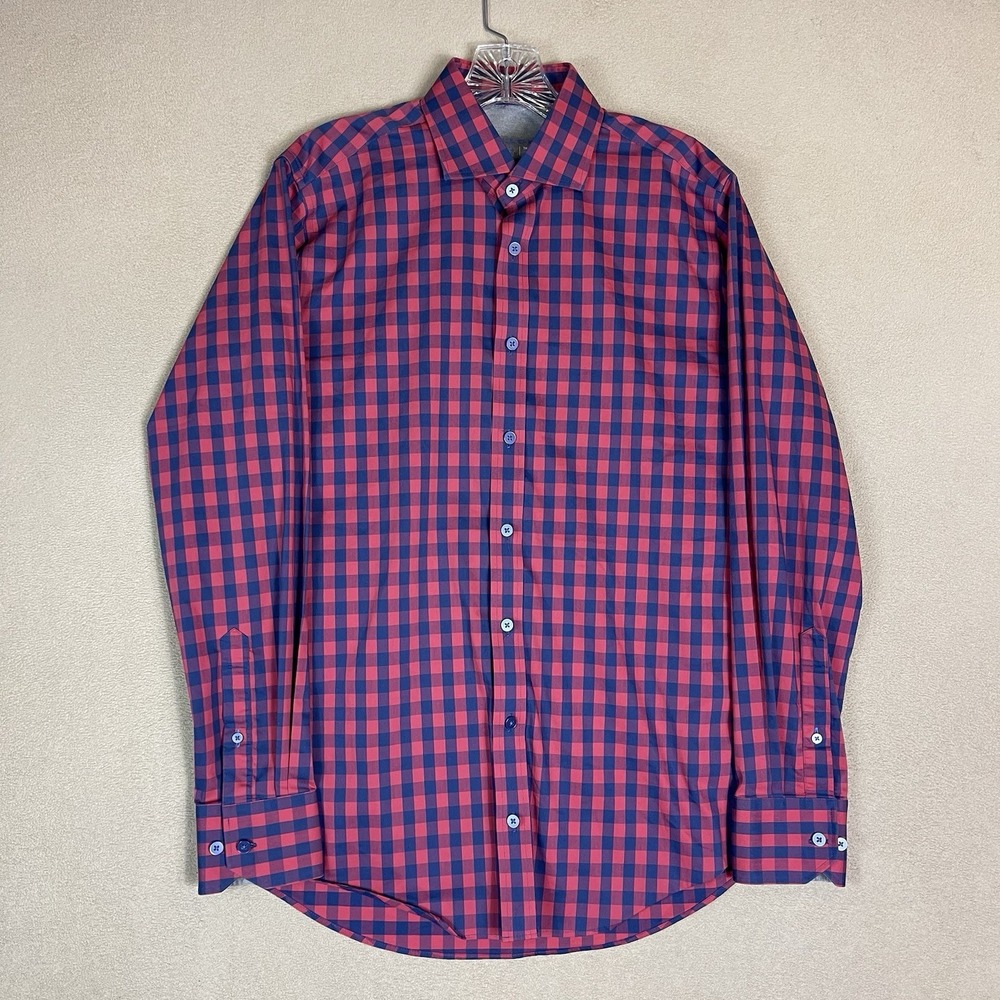 Twillory Button-Down Mens 15 32/33 Tailored Fit Red Blue Gingham EUC